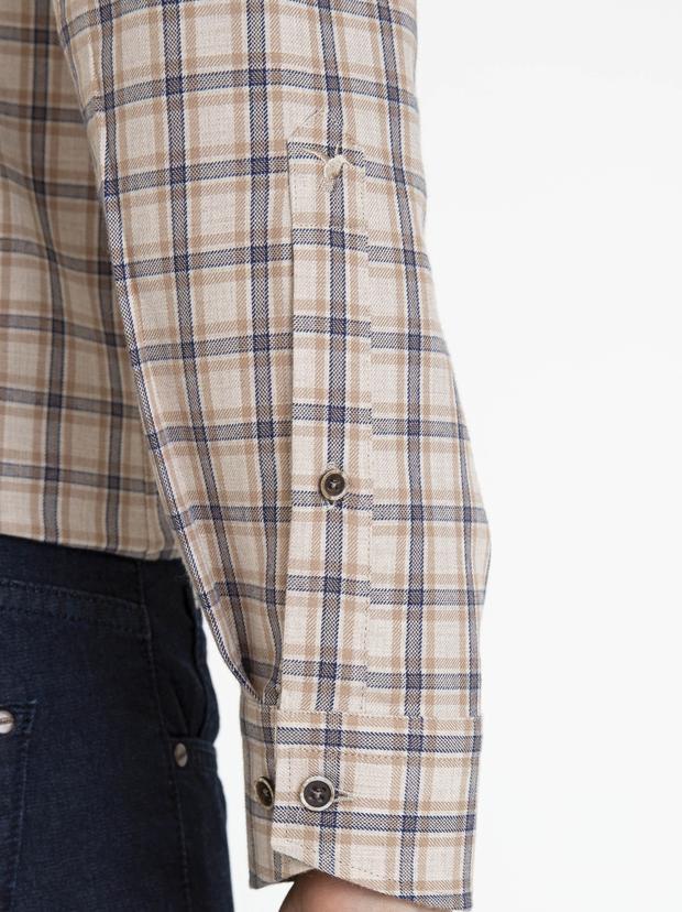 Bej Slim Fit Uzun Kollu Gömlek