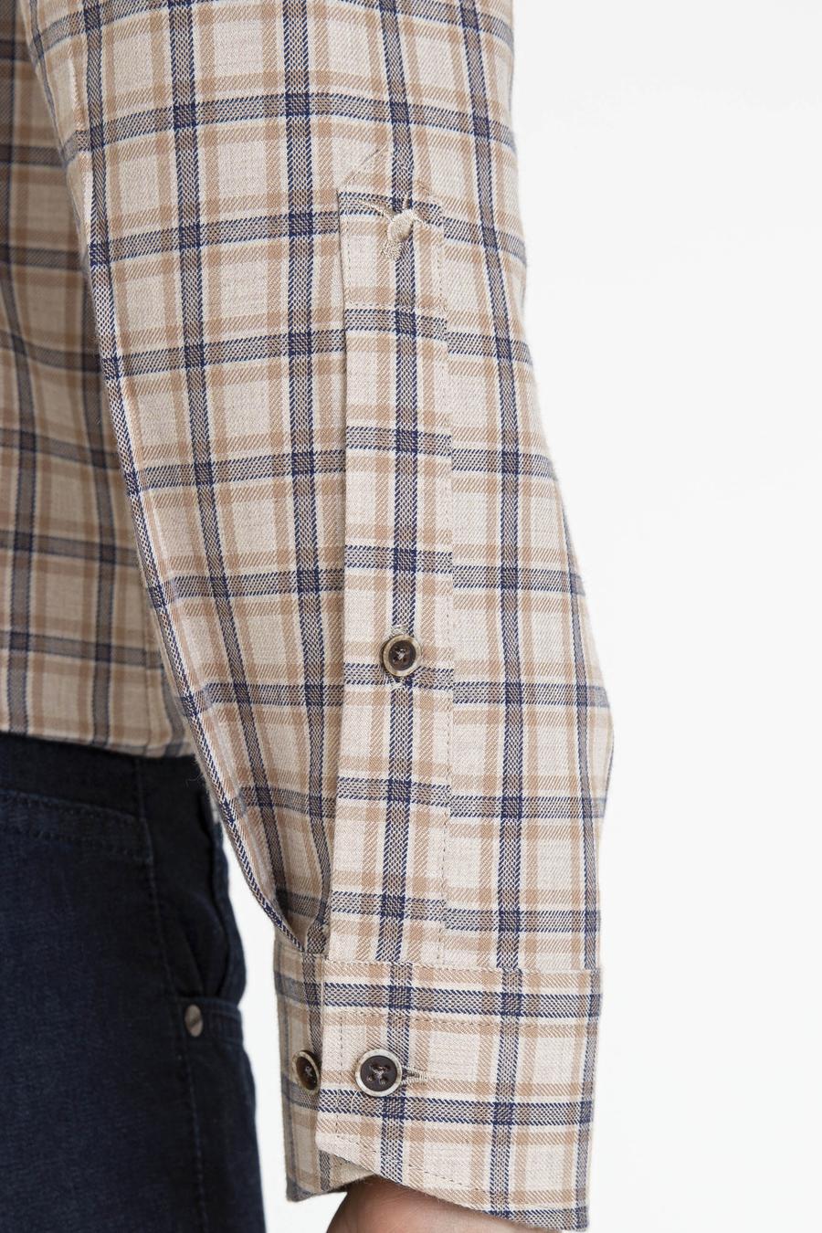 Bej Slim Fit Uzun Kollu Gömlek - 50227332004