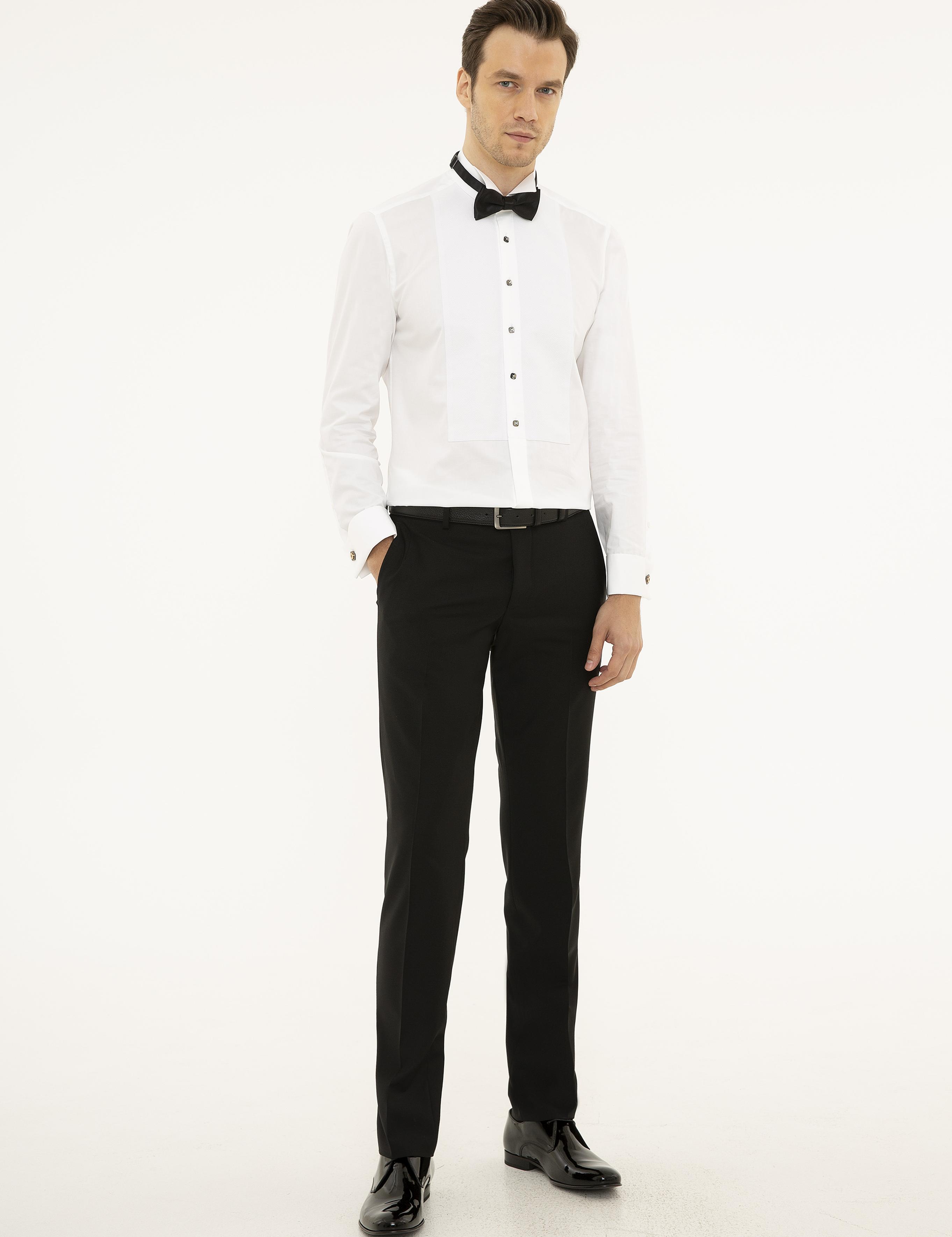 Beyaz Slim Fit Smokin Gömlek - 50230369010