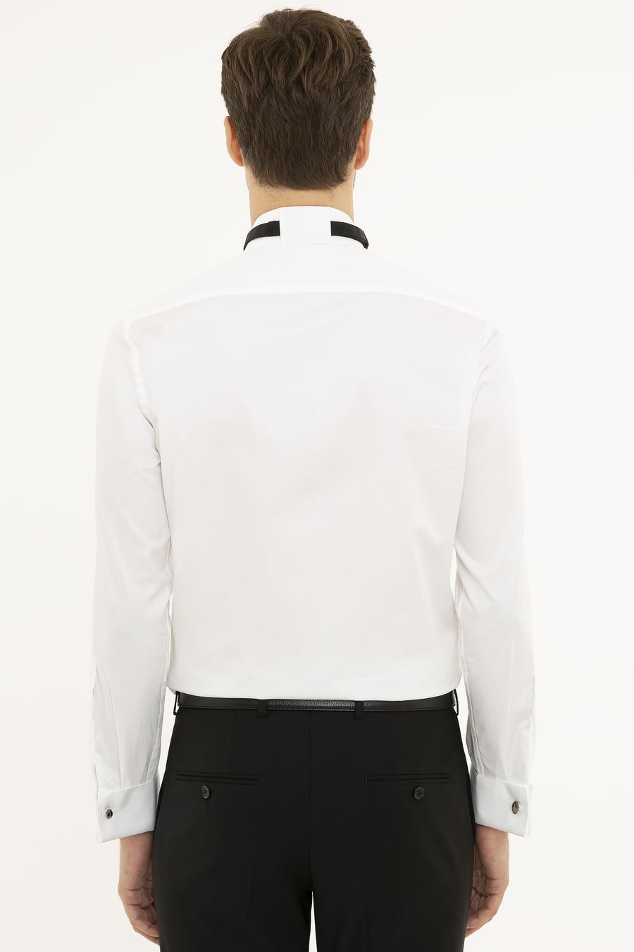 Beyaz Slim Fit Smokin Gömlek - 50230369010