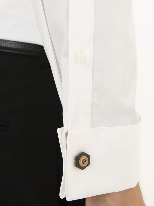 Beyaz Slim Fit Smokin Gömlek