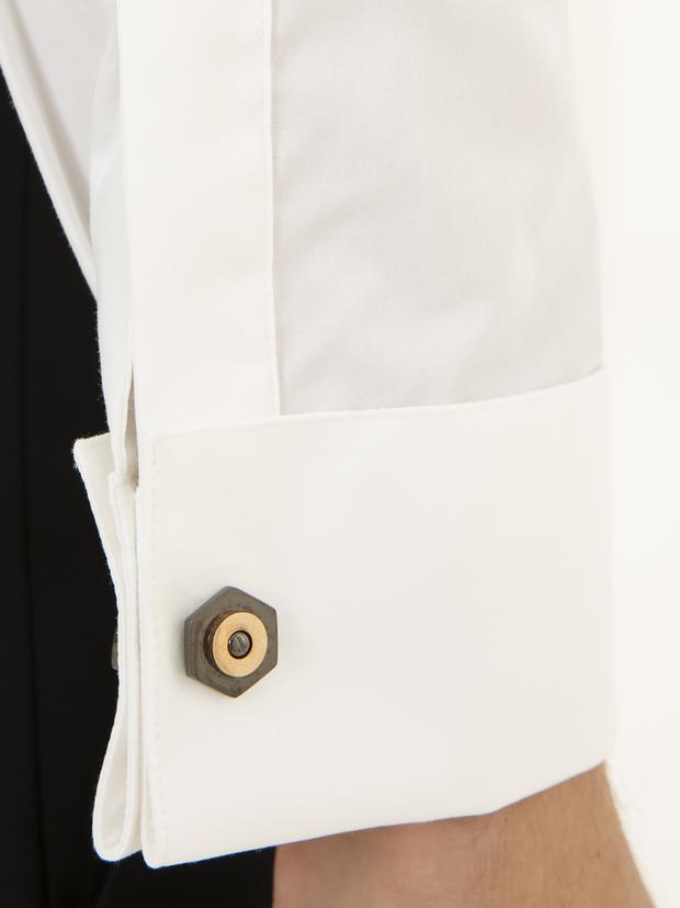 Beyaz Slim Fit Smokin Gömlek