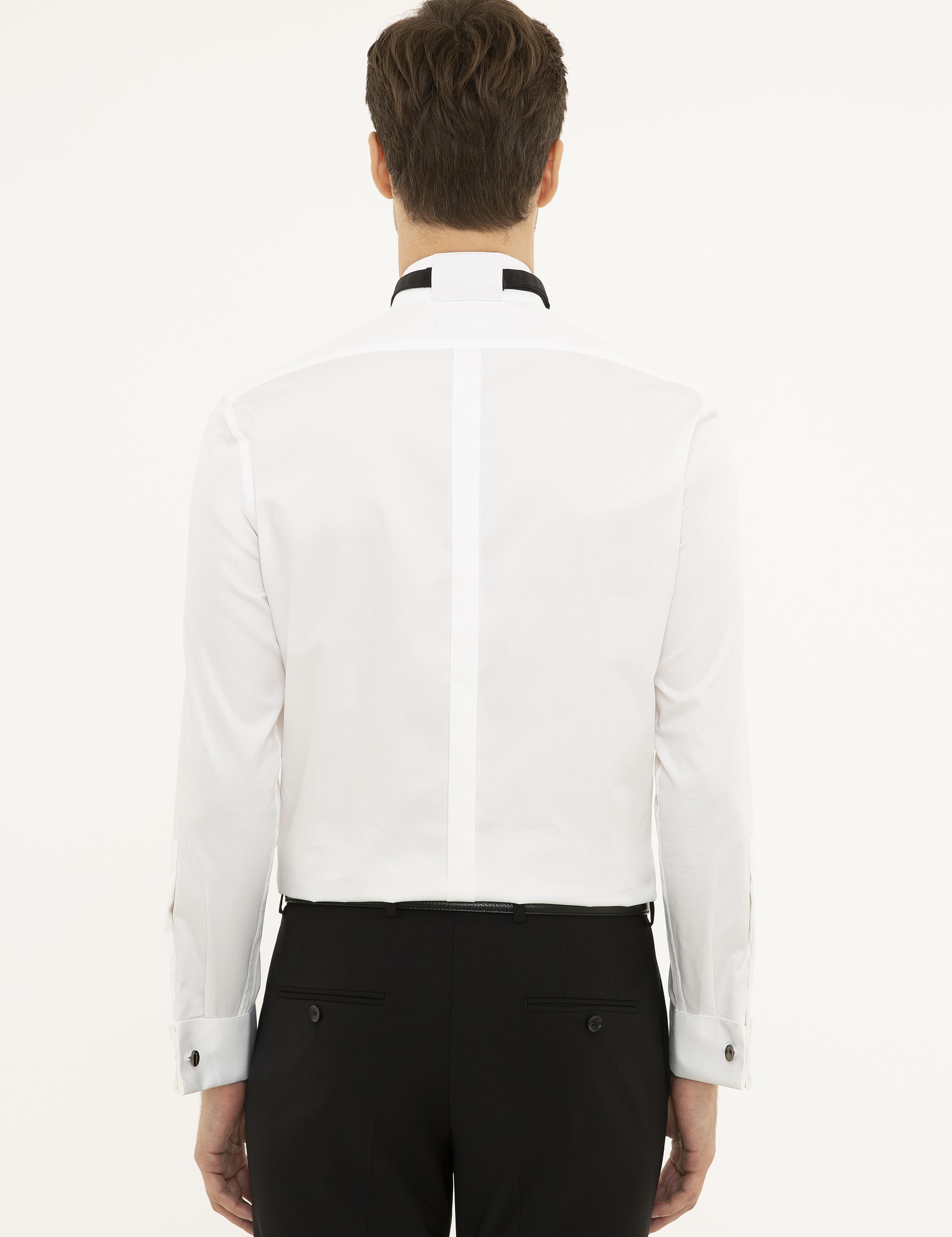 Beyaz Slim Fit Smokin Gömlek - 50233452005