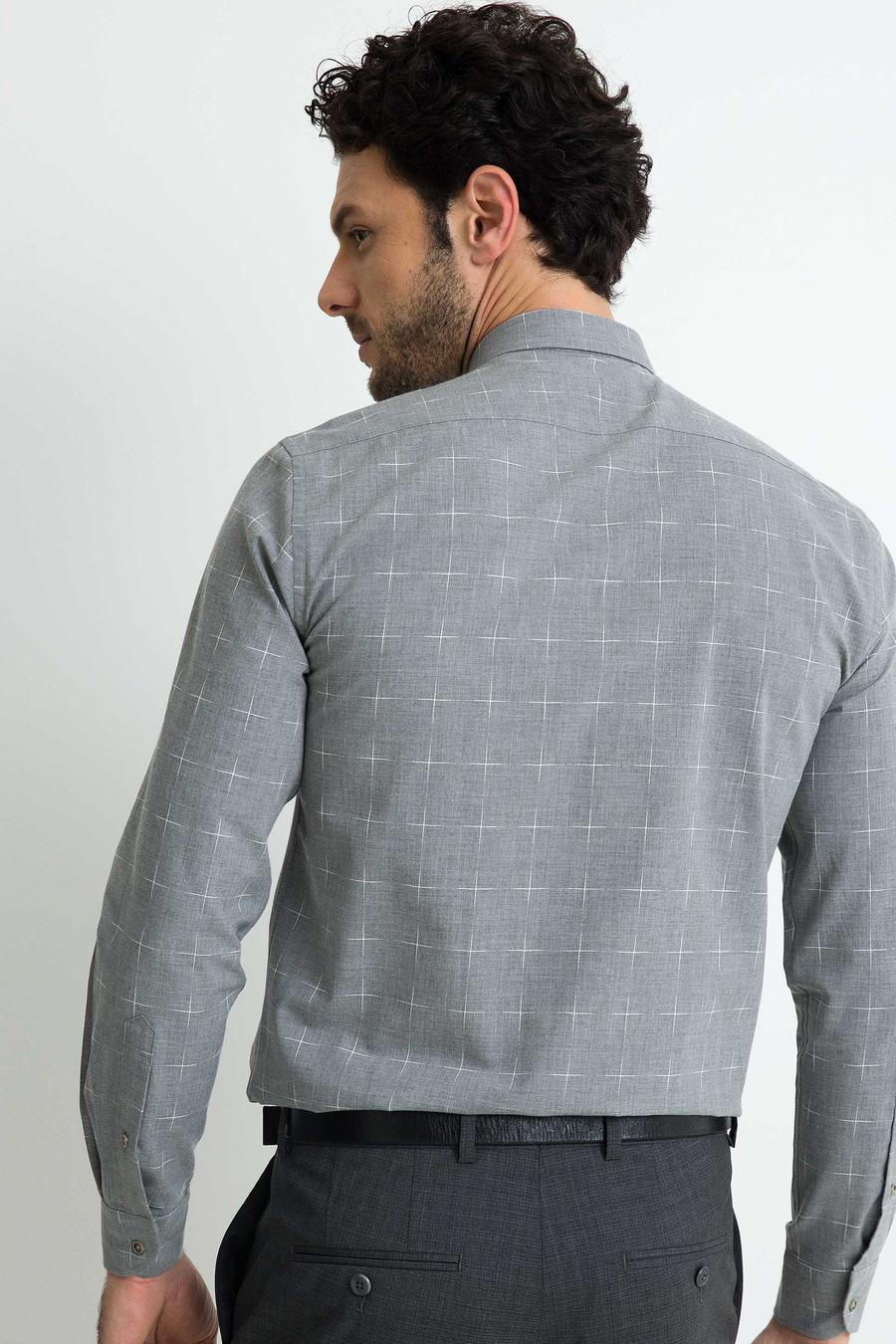 Gri Slim Fit Uzun Kollu Gömlek - 50192856026