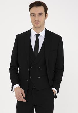 Siyah Slim Fit Yün Ceket