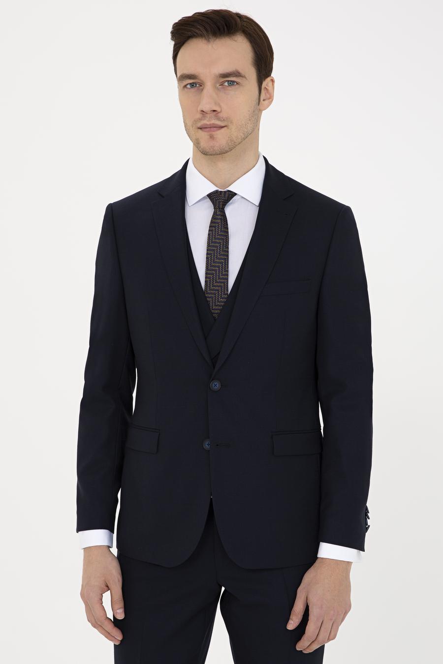 Lacivert Slim Fit Yün Ceket - 50235704083