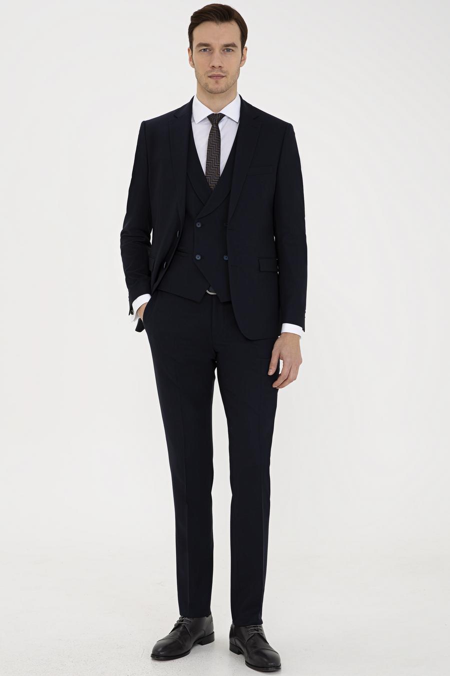 Lacivert Slim Fit Yün Ceket - 50235704083