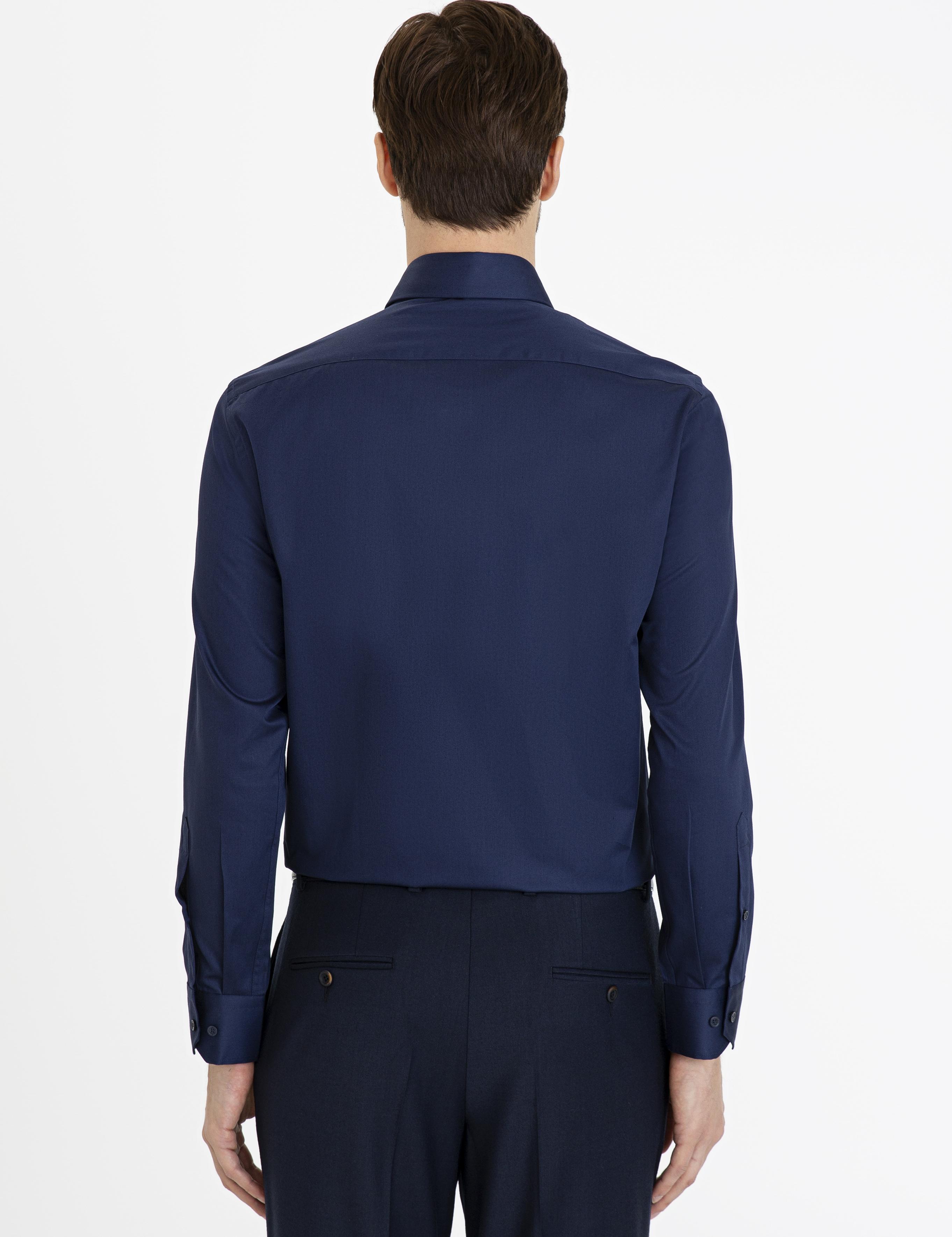 Lacivert Slim Fit Uzun Kollu Basic Gömlek - 50229004058