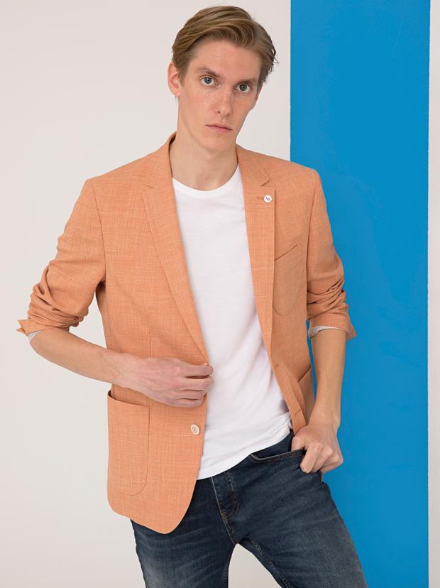 Turuncu Ekstra Slim Fit Spor Ceket