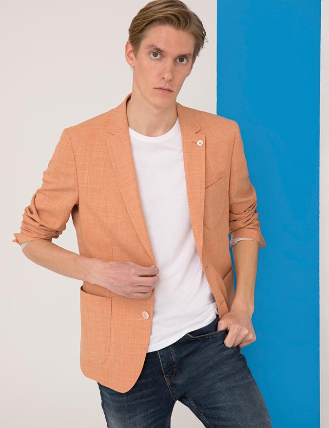 Turuncu Ekstra Slim Fit Spor Ceket