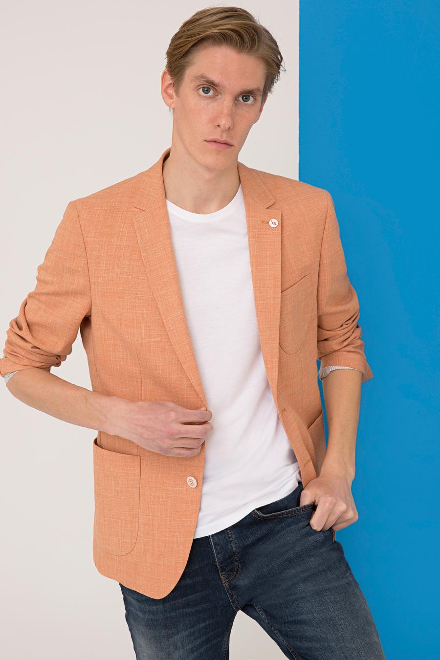 Turuncu Ekstra Slim Fit Spor Ceket - 50234883074