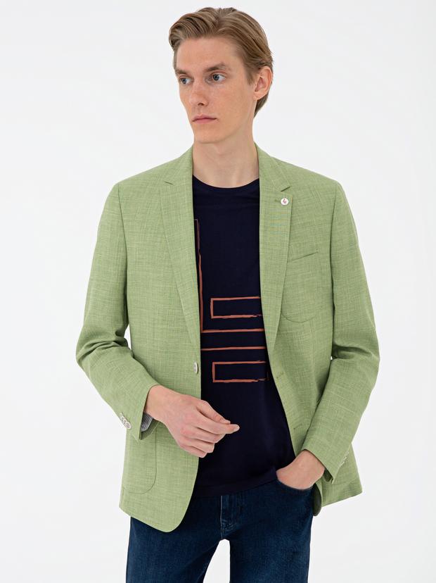 Yeşil Ekstra Slim Fit Spor Ceket