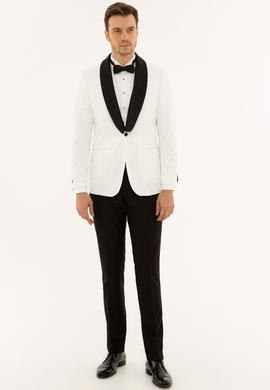 Ekru Slim Fit Smokin Damatlık