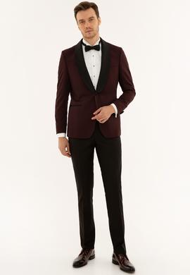 Bordo Slim Fit Damatlık