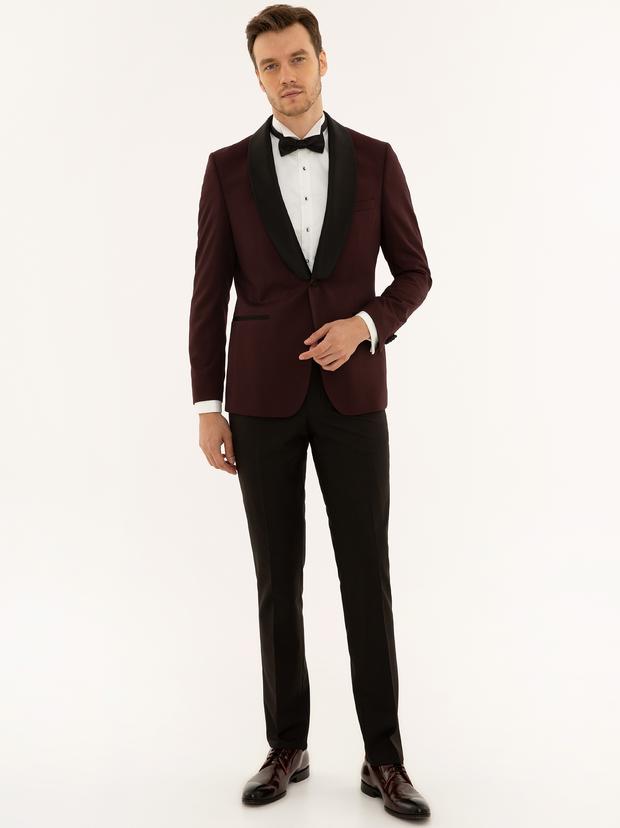 Bordo Slim Fit Damatlık