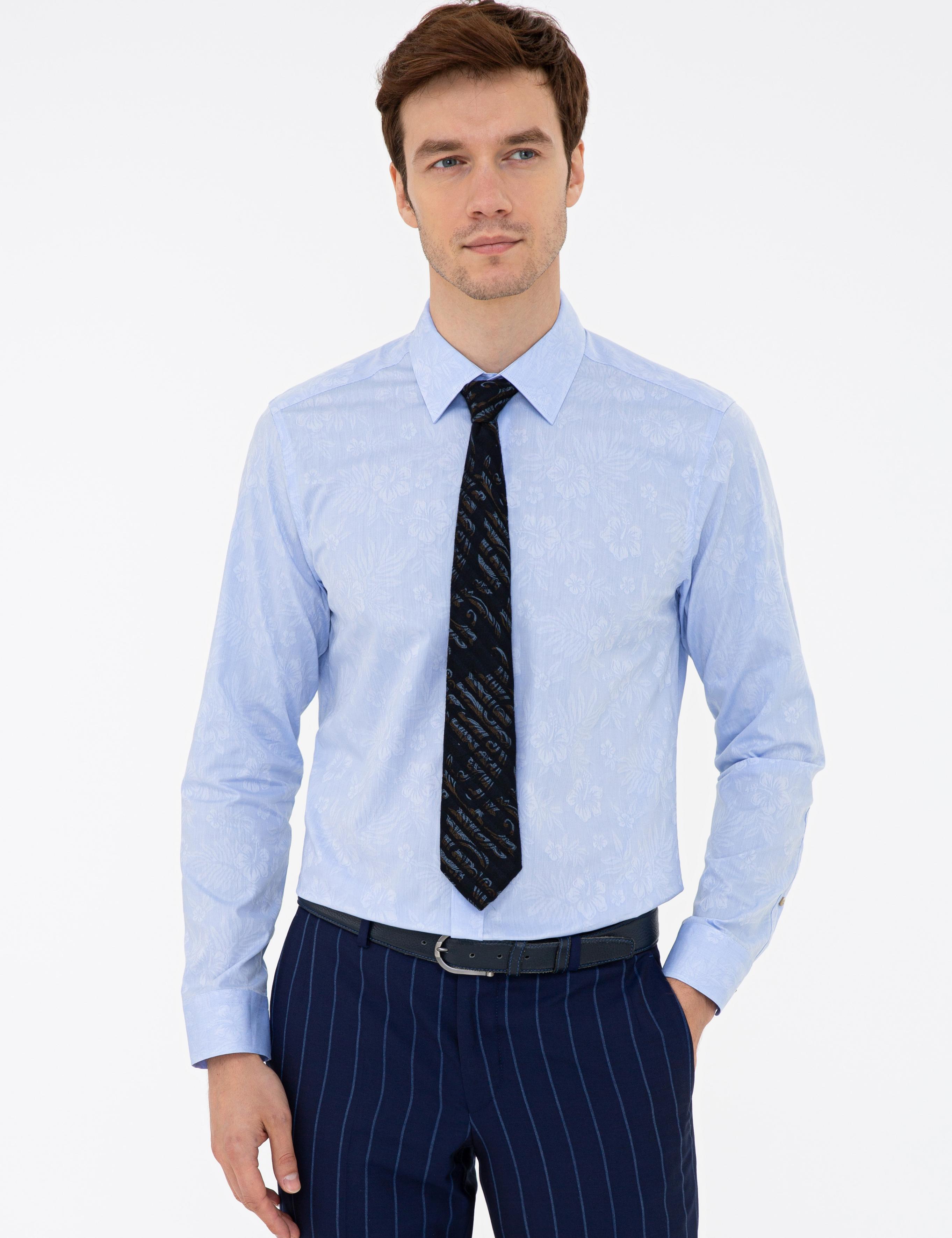 Açık Mavi Slim Fit Uzun Kollu Gömlek - 50233014041