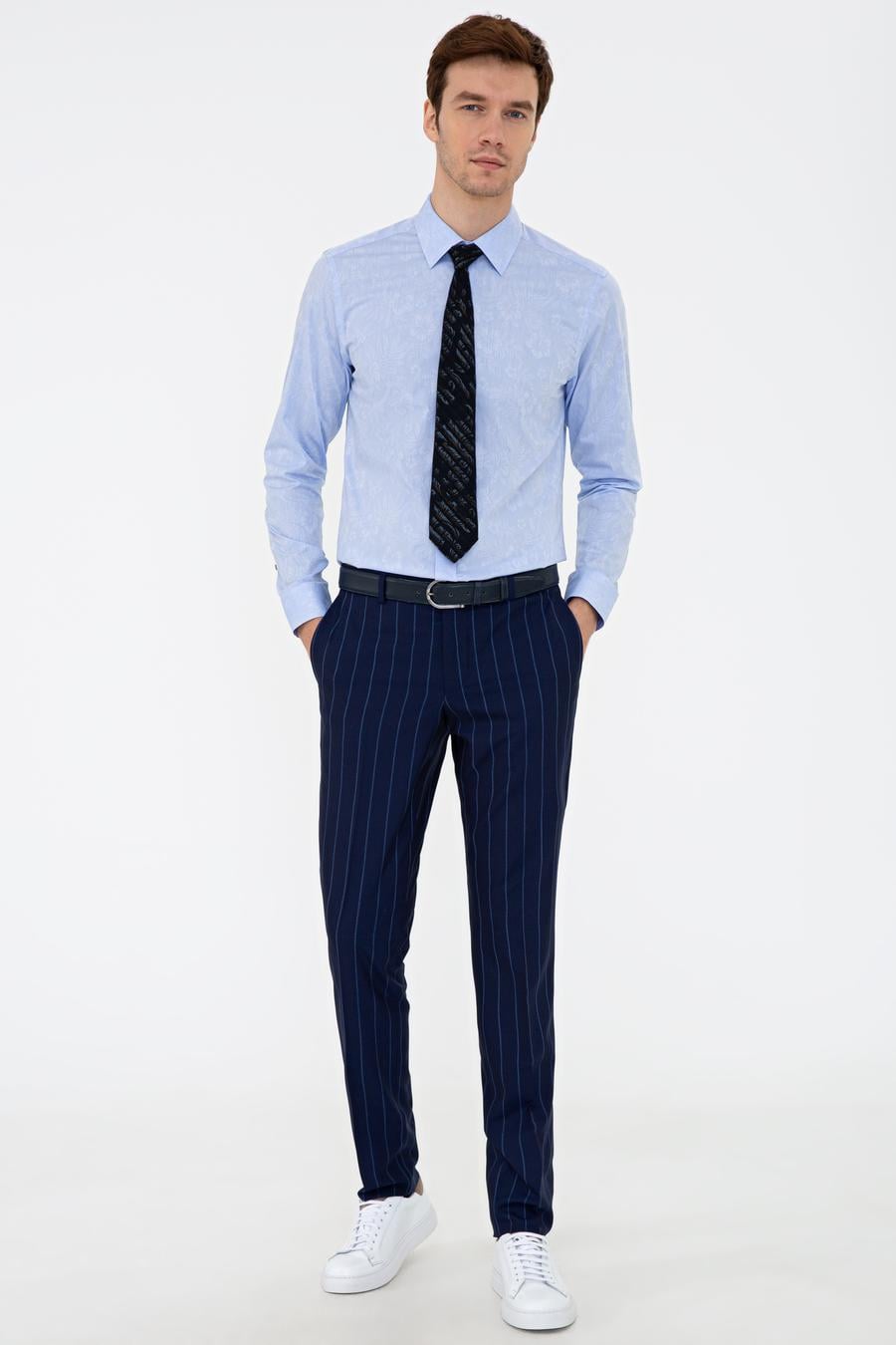Açık Mavi Slim Fit Uzun Kollu Gömlek - 50233014041