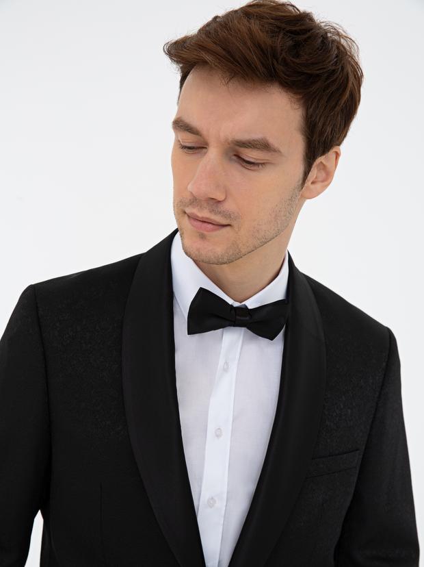 Siyah Slim Fit Smokin Damatlık
