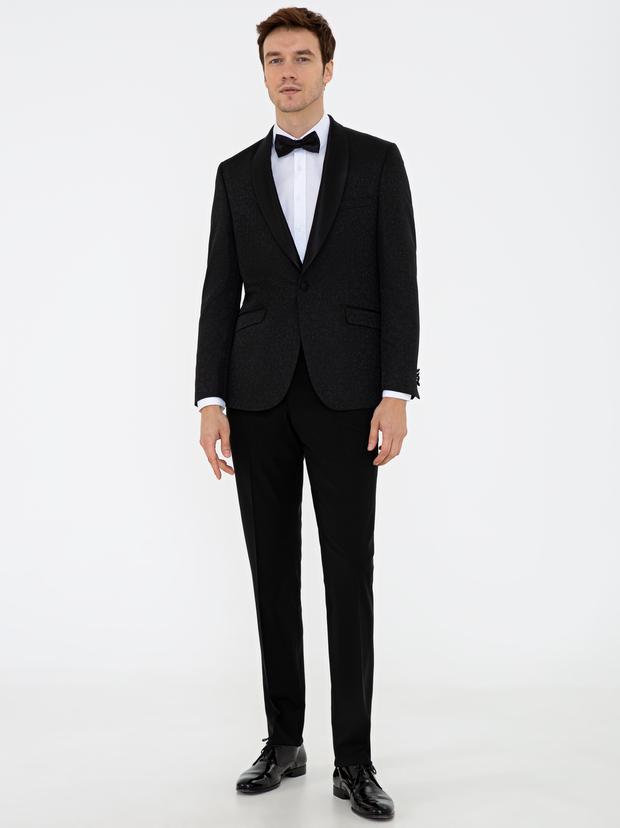 Siyah Slim Fit Smokin Damatlık