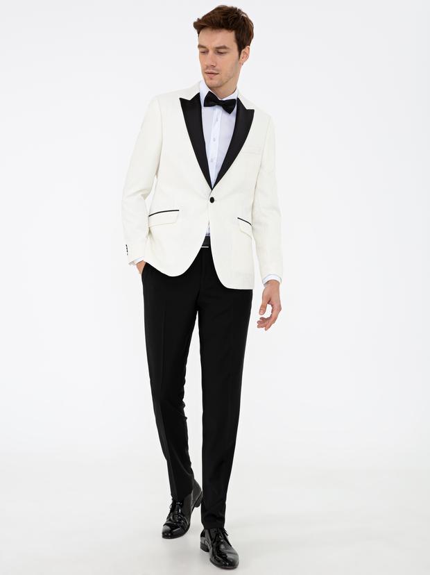 Ekru Slim Fit Damatlık