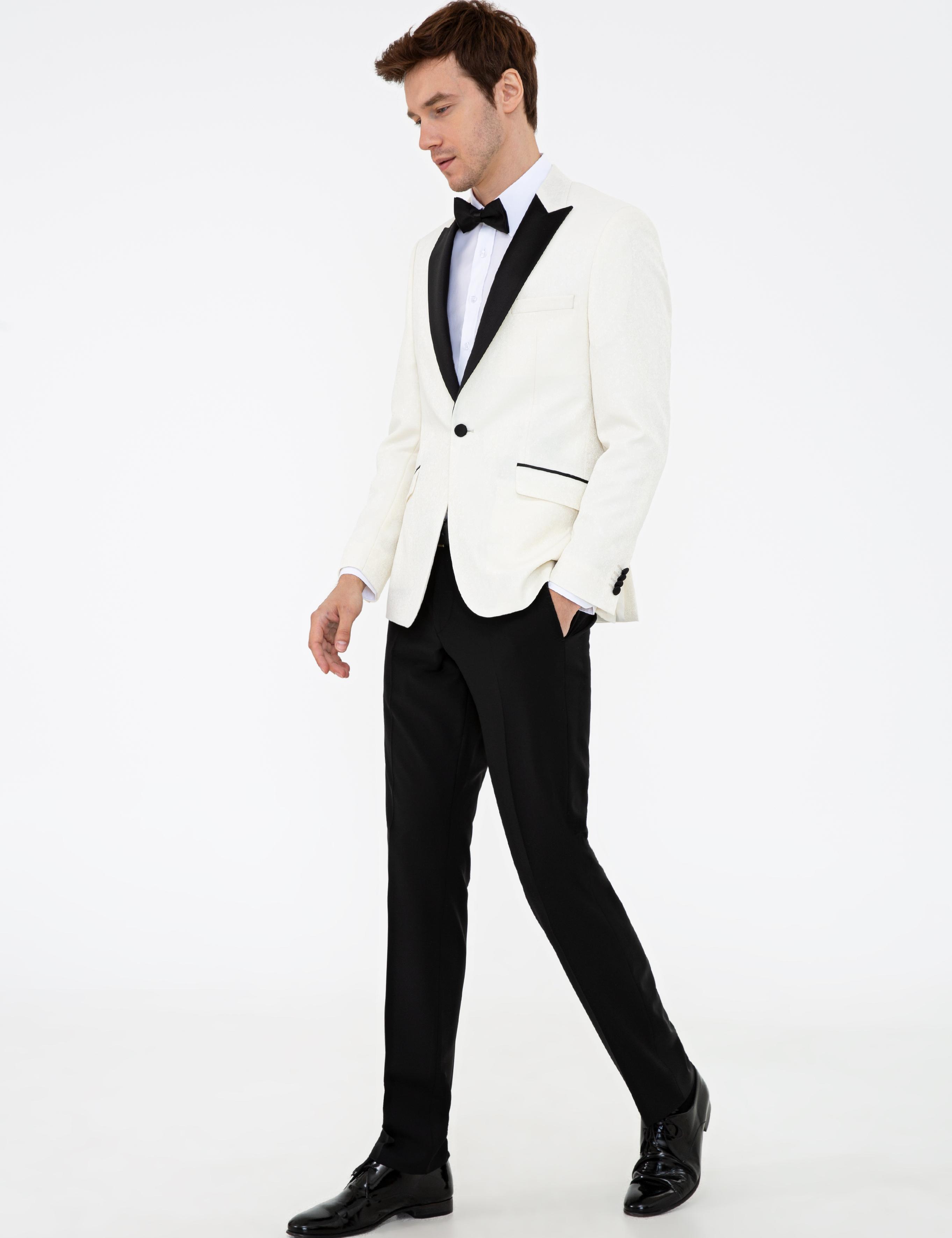 Ekru Slim Fit Damatlık - 50232925077