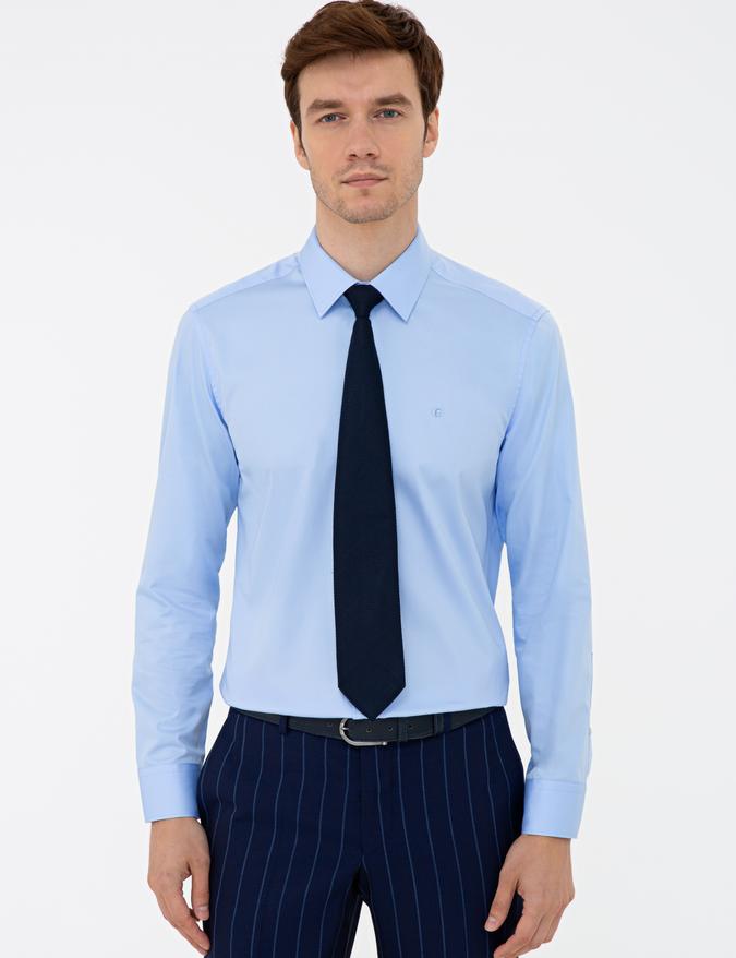 Mavi Slim Fit Uzun Kollu Basic Gömlek