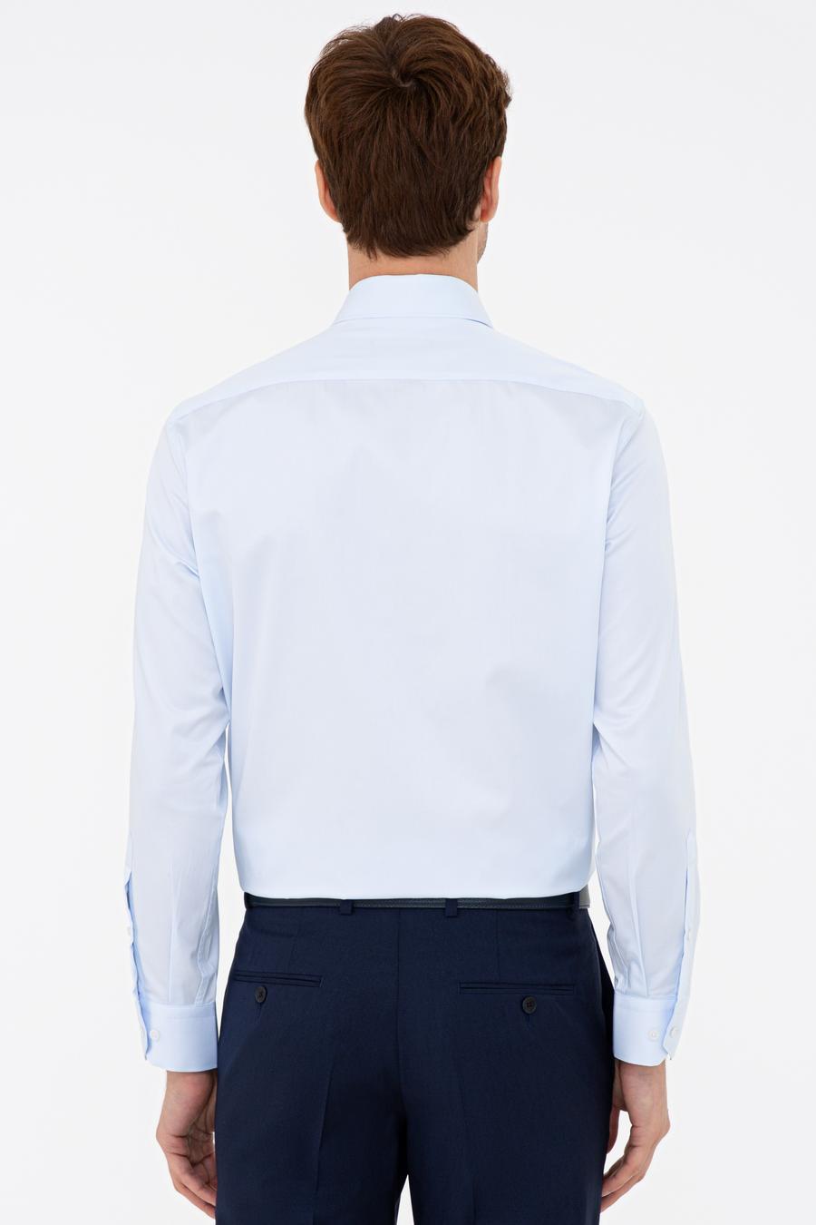 Açık Mavi Modern Fit Uzun Kollu Basic Gömlek - 50235520022