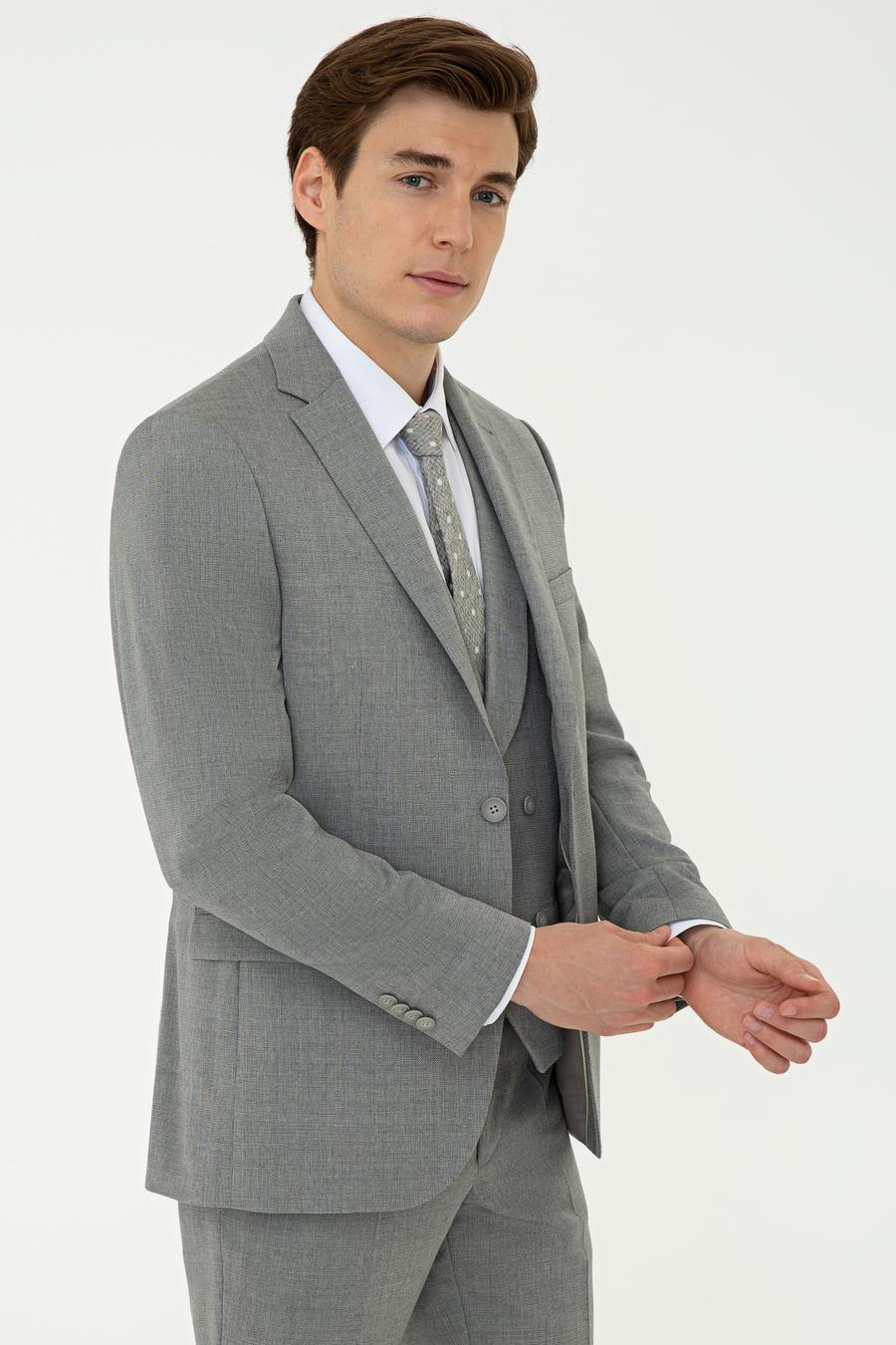 Gri Slim Fit Yün Ceket - 50235704008
