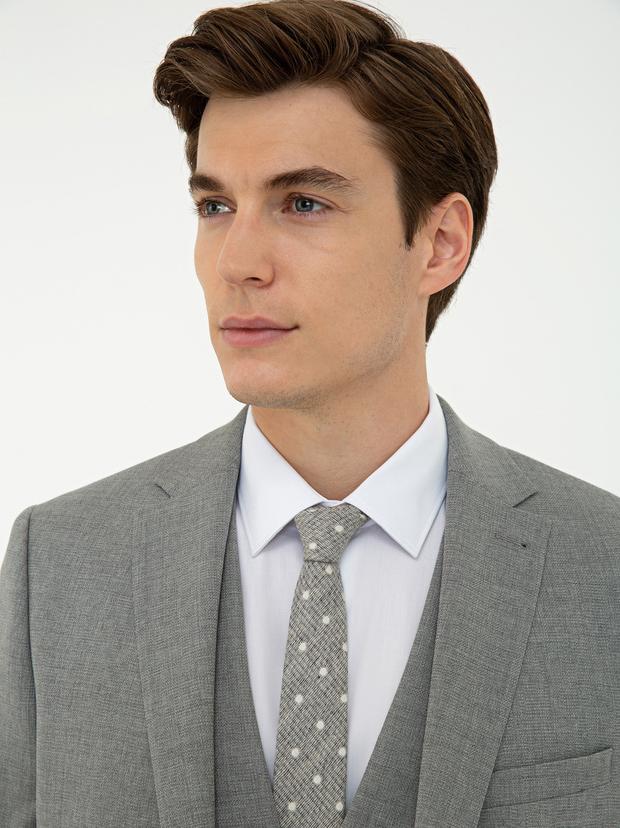 Gri Slim Fit Yün Ceket
