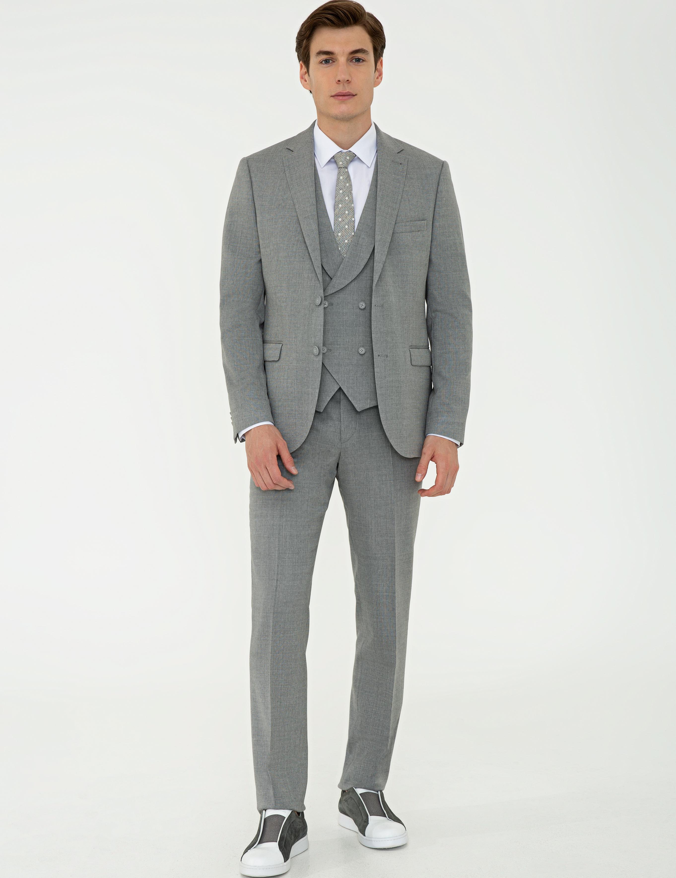 Gri Slim Fit Yün Ceket - 50235704008