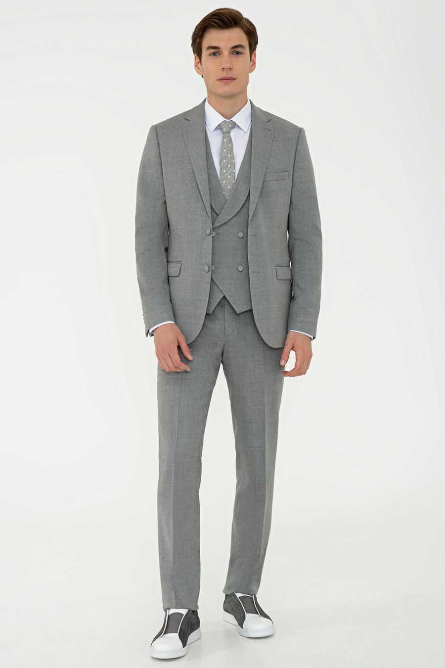 Gri Slim Fit Yün Ceket - 50235704008