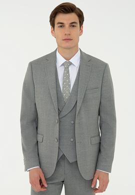 Gri Slim Fit Yün Ceket