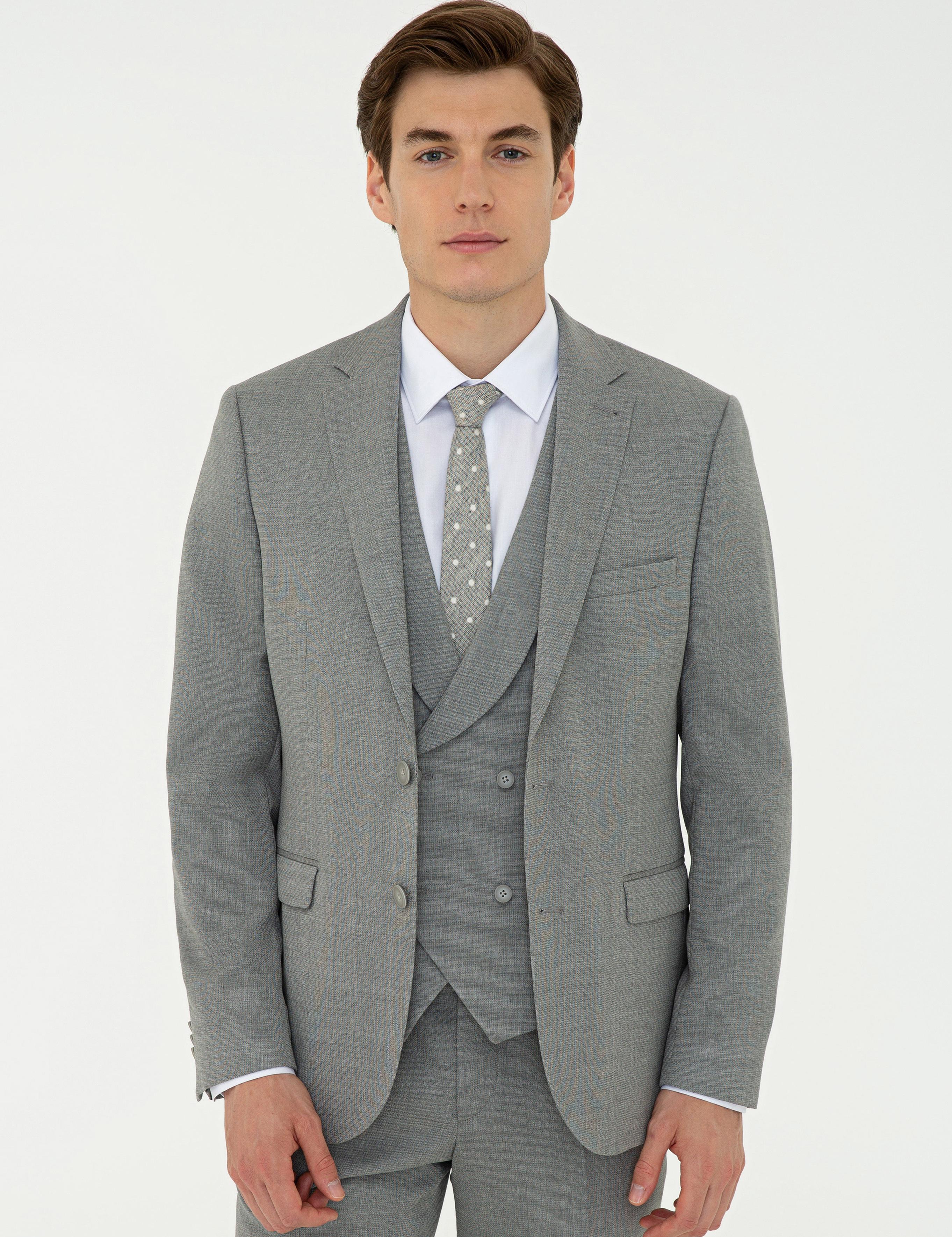 Gri Slim Fit Yün Ceket - 50235704008