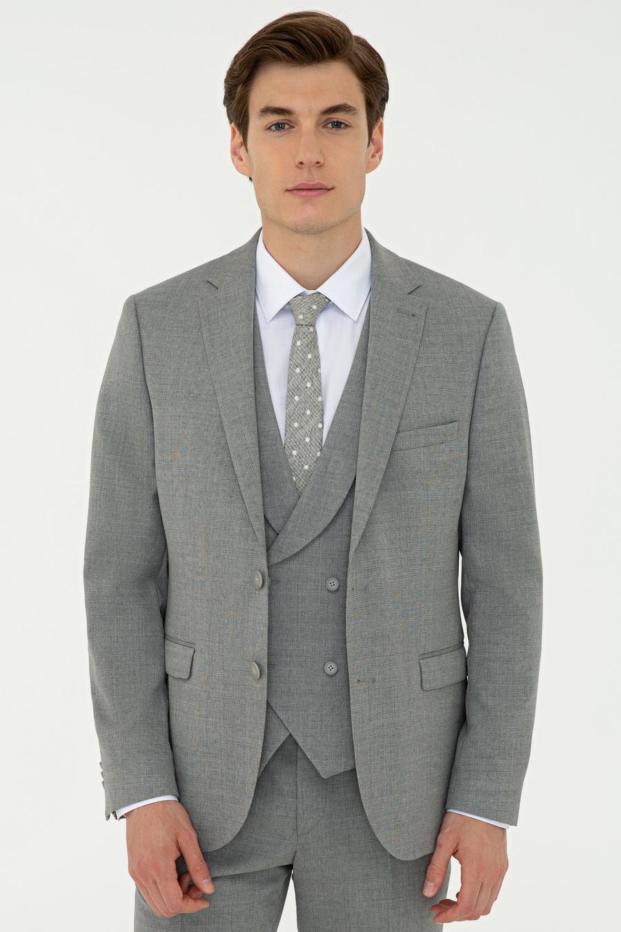 Gri Slim Fit Yün Ceket - 50235704008