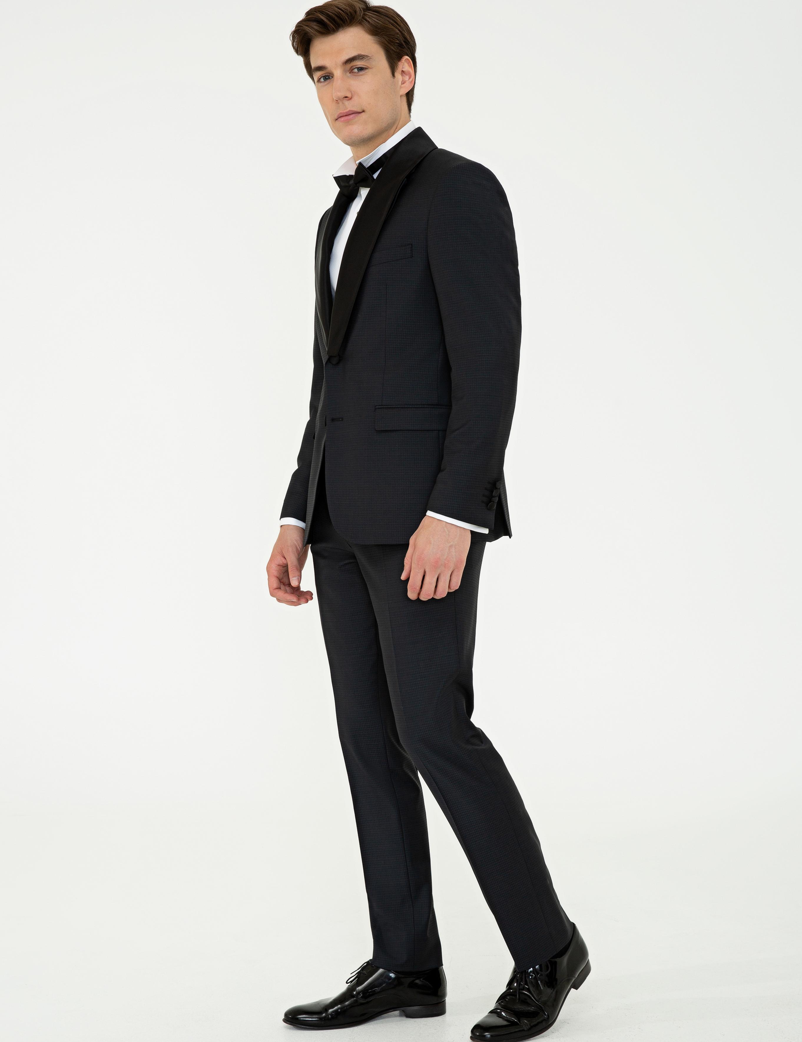 Siyah Slim Fit Smokin Damatlık - 50232899041