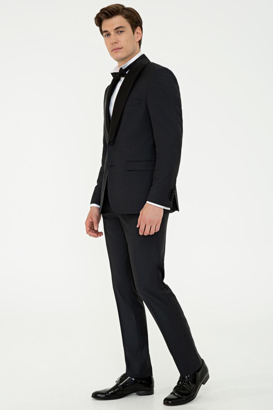 Siyah Slim Fit Smokin Damatlık - 50232899041