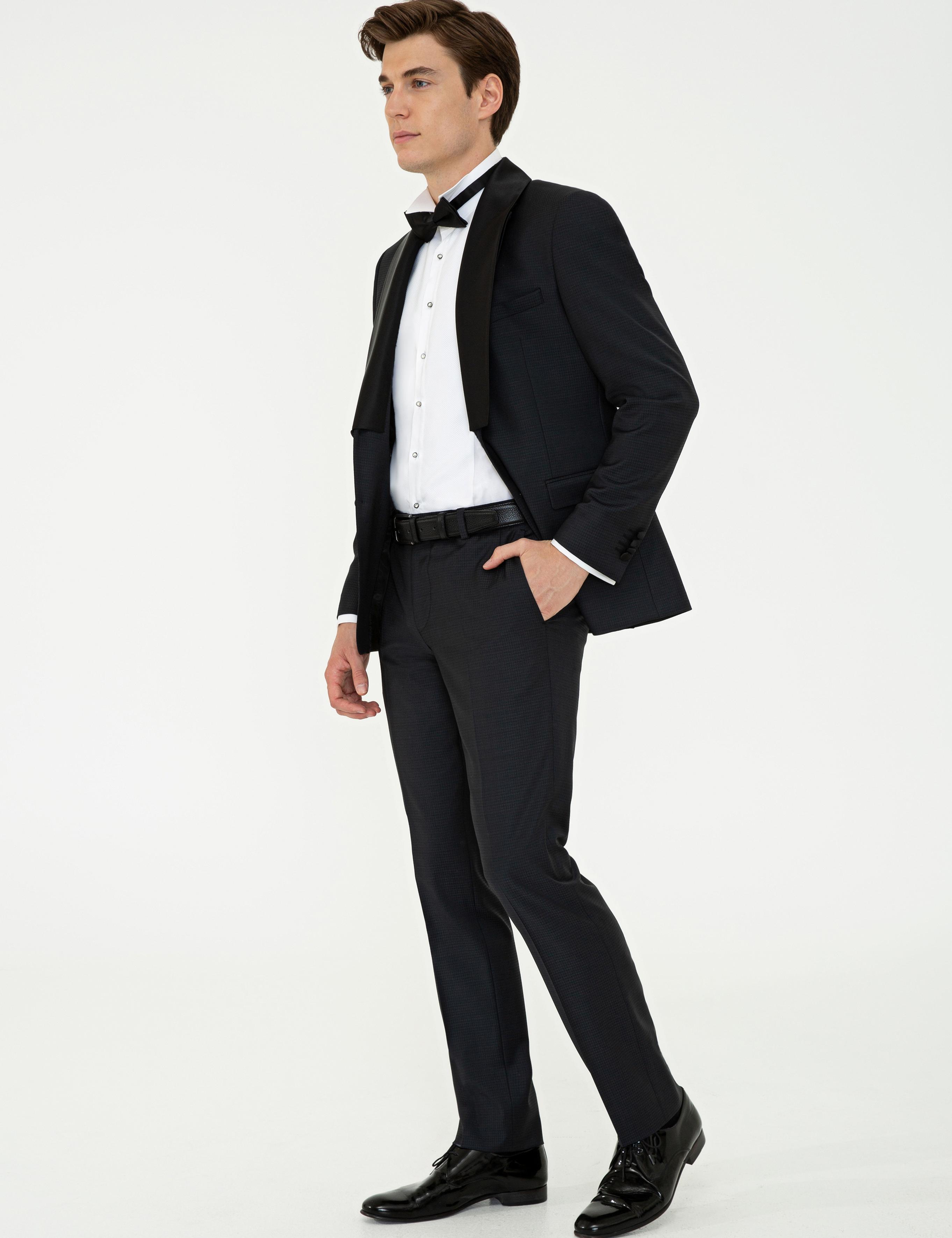 Siyah Slim Fit Smokin Damatlık - 50232899041