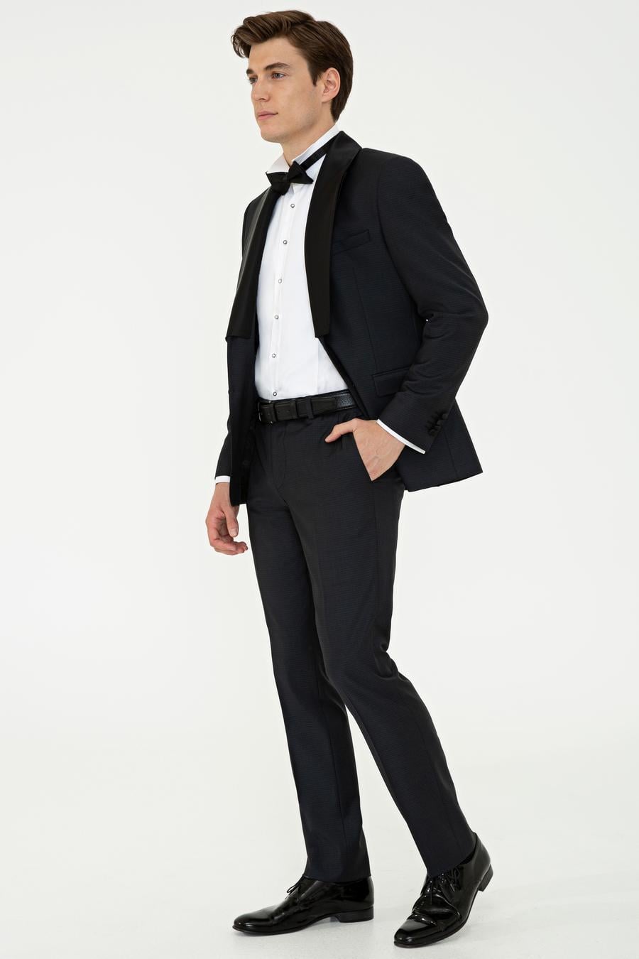 Siyah Slim Fit Smokin Damatlık - 50232899041