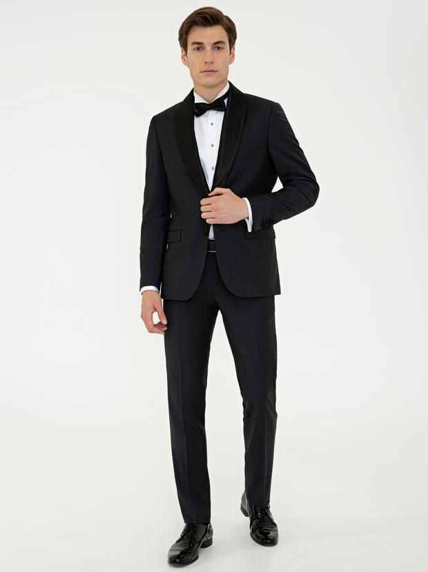 Siyah Slim Fit Smokin Damatlık