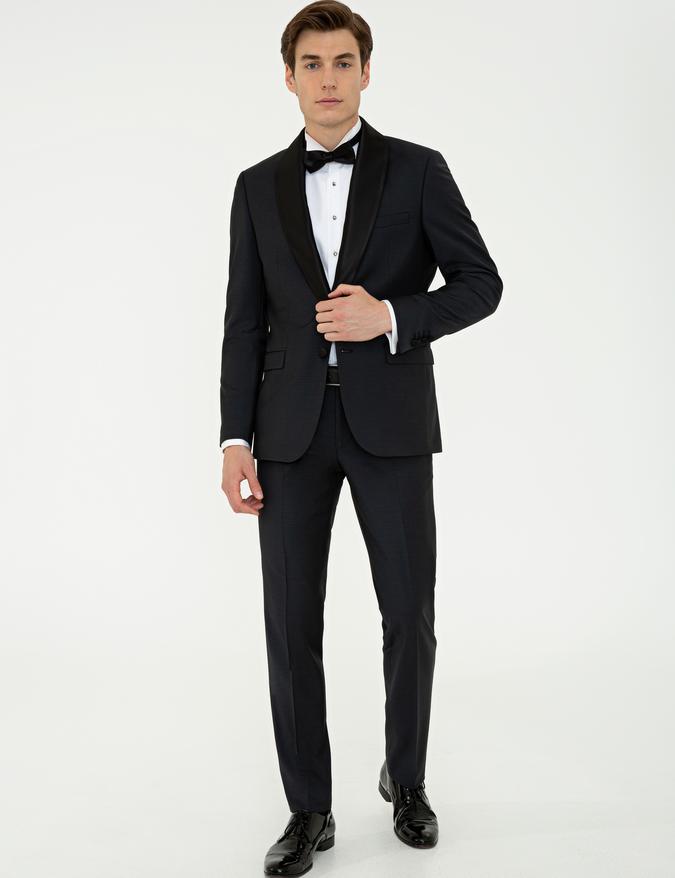 Siyah Slim Fit Smokin Damatlık