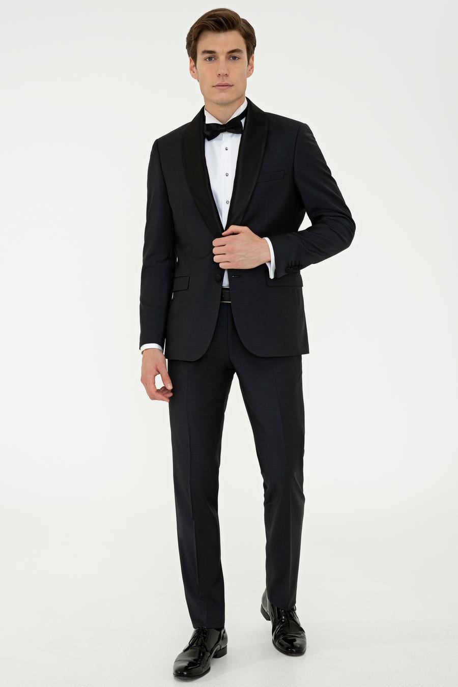 Siyah Slim Fit Smokin Damatlık - 50232899041