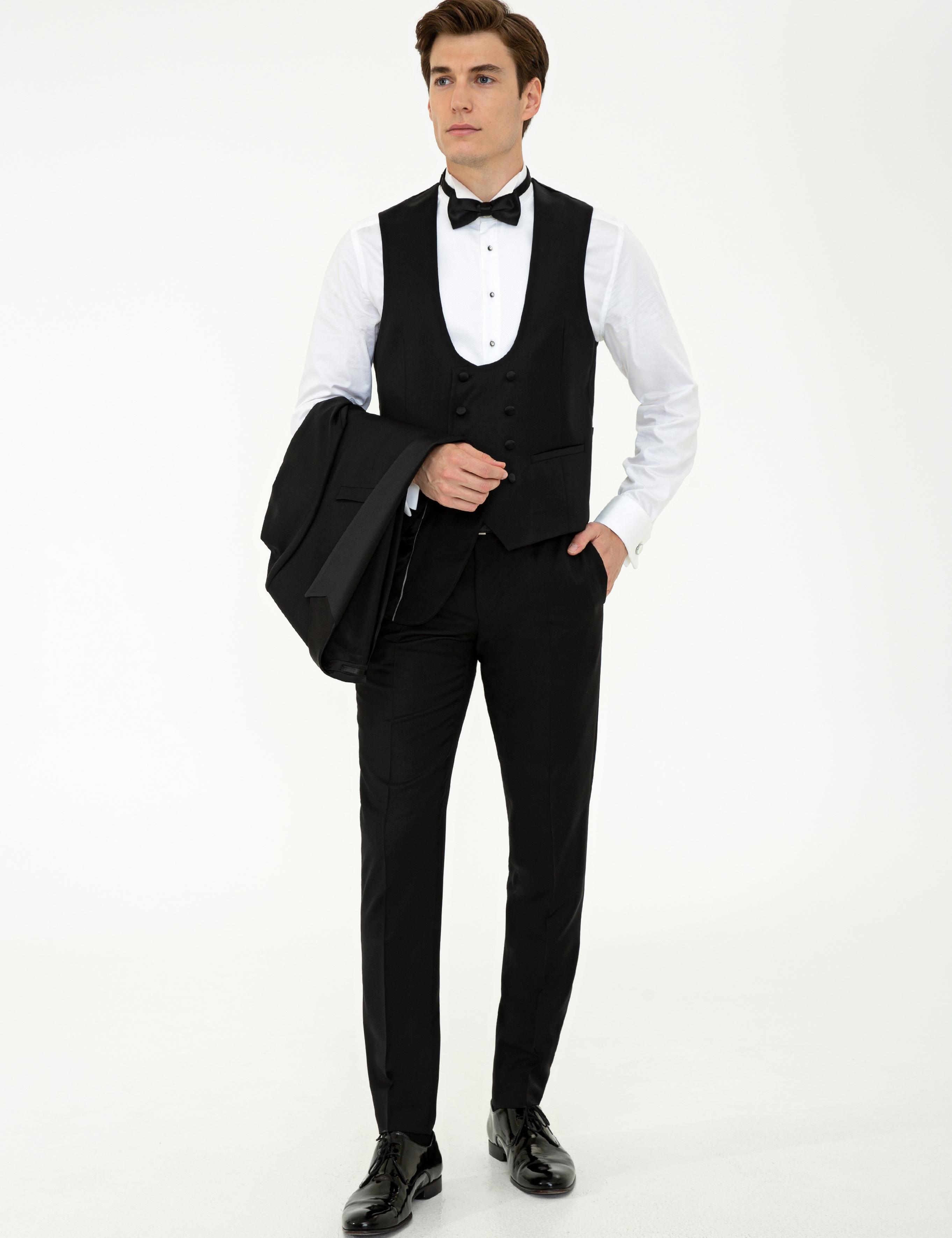 Siyah Ekstra Slim Fit Smokin Damatlık - 50236701050