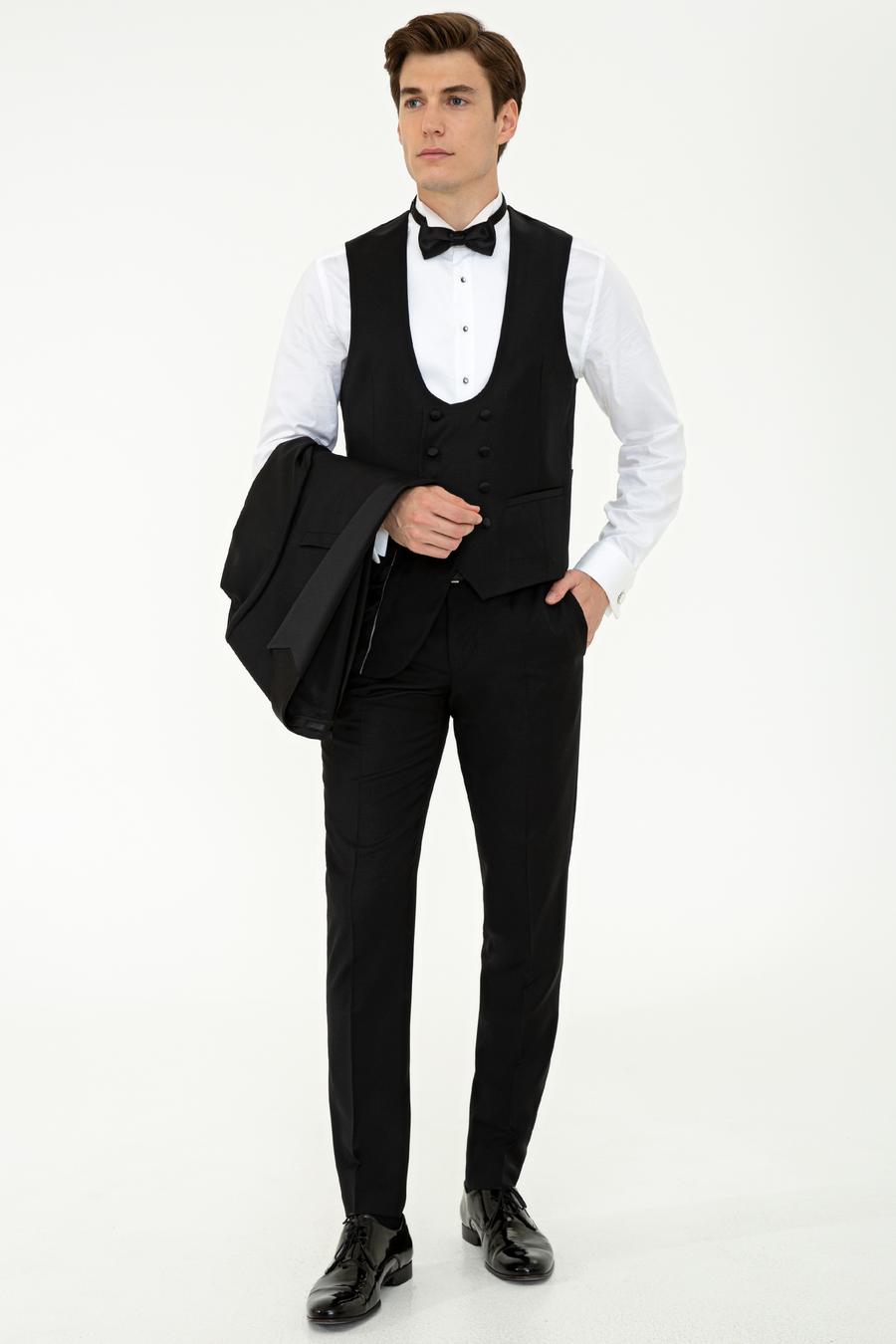 Siyah Ekstra Slim Fit Smokin Damatlık - 50236701050