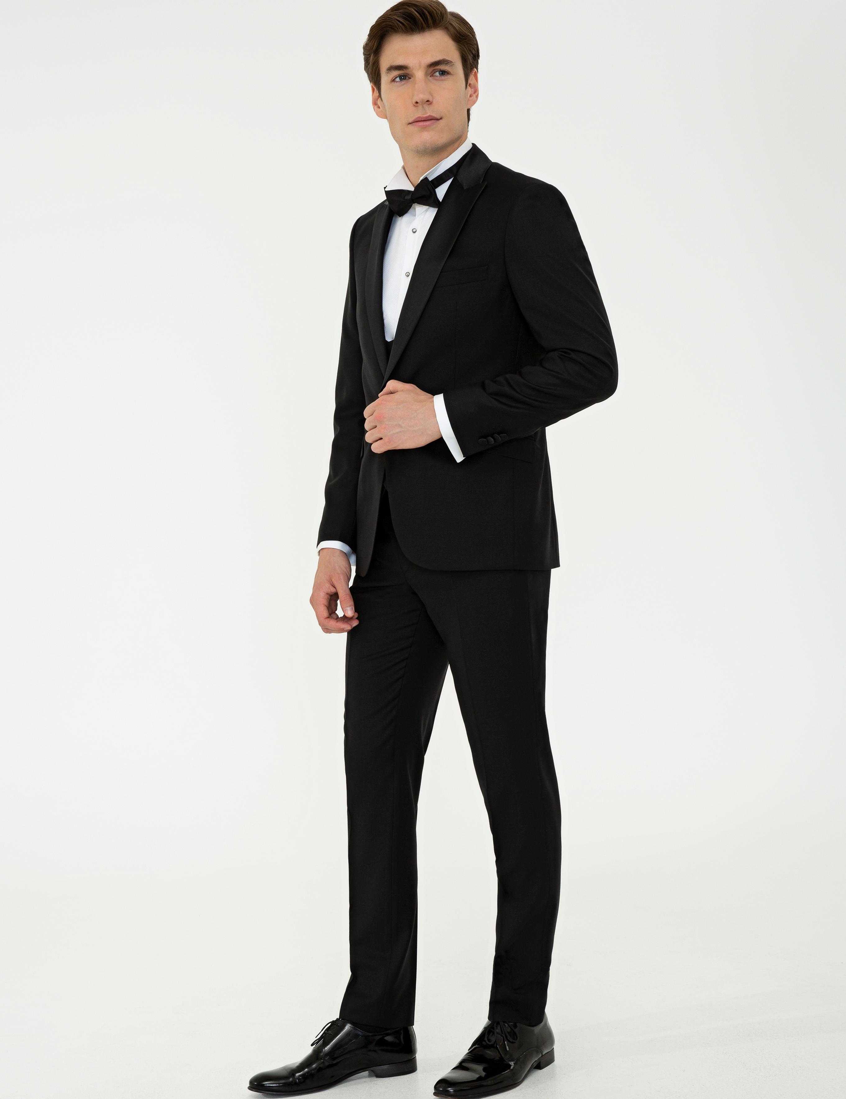Siyah Ekstra Slim Fit Smokin Damatlık - 50236701050