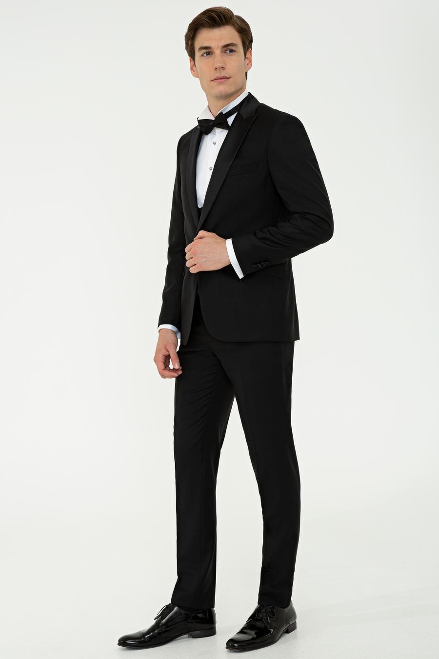 Siyah Ekstra Slim Fit Smokin Damatlık - 50236701050