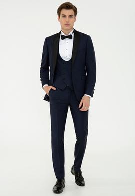 Lacivert Ekstra Slim Fit Smokin Damatlık