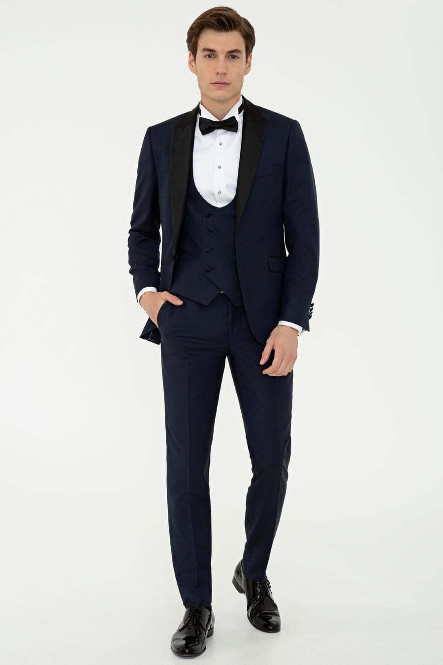 Lacivert Ekstra Slim Fit Smokin Damatlık - 50236701011