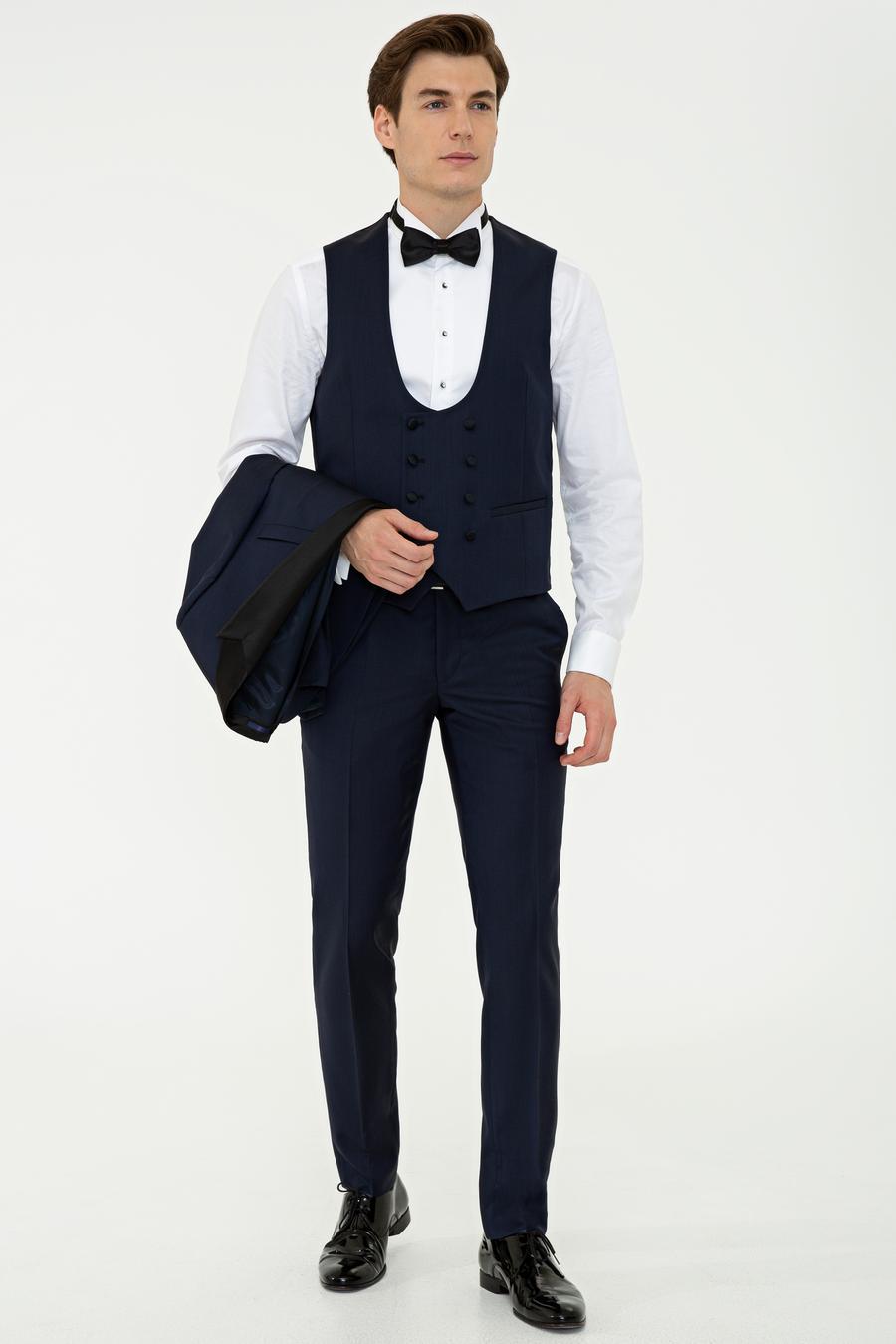 Lacivert Ekstra Slim Fit Smokin Damatlık - 50236701011