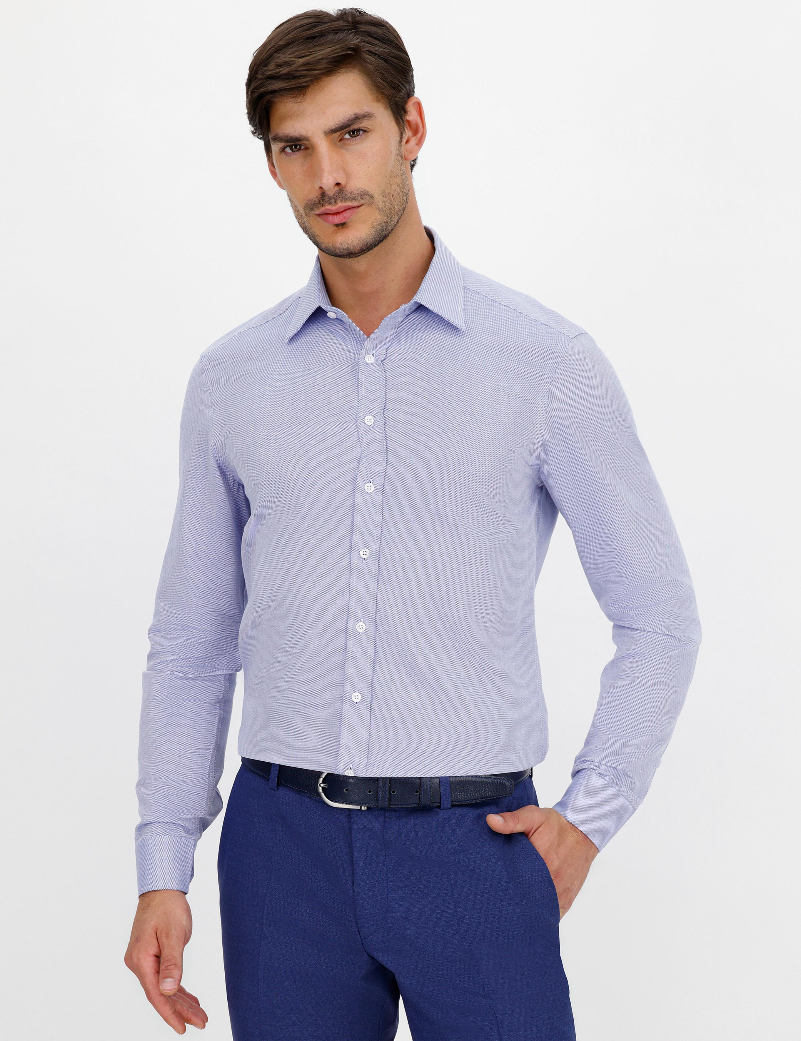 Açık Mavi Slim Fit Uzun Kollu Gömlek - 50233359022