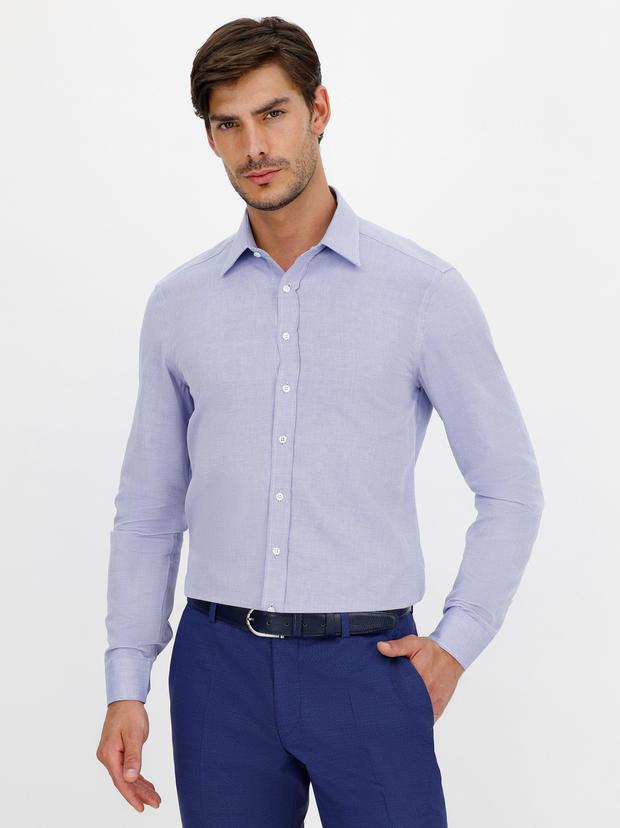 Açık Mavi Slim Fit Uzun Kollu Gömlek